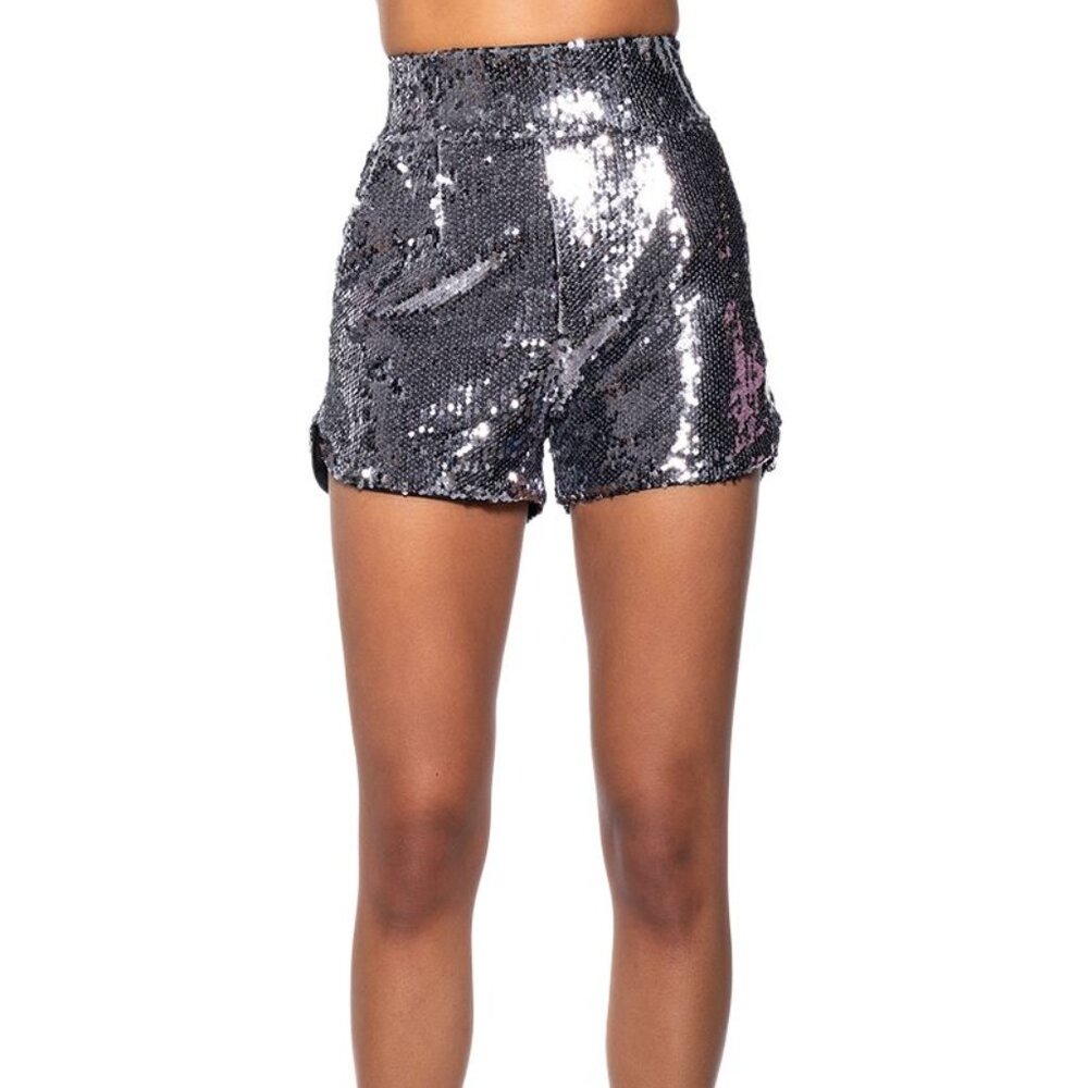 Callie Holiday Sequin Fitted Suit Blazer & Shorts In Hematite Small - Picture 8 of 13